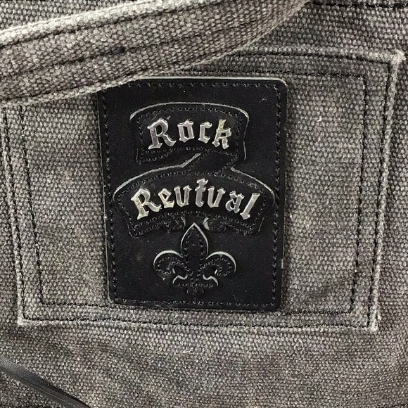 Rock Revival Charcoal Denim Crossbody Tote Messenger bag - Picture 3 of 14